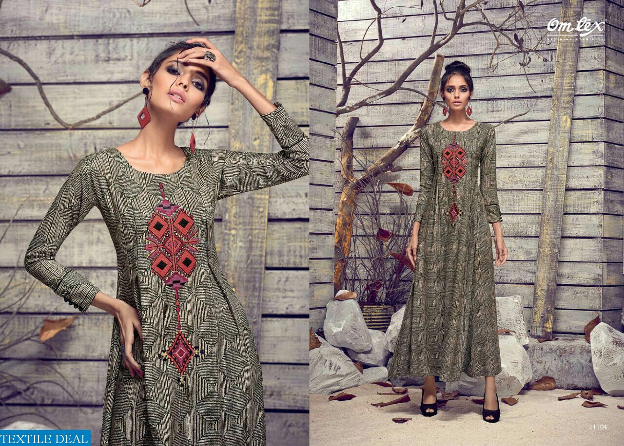 omtex topaz Wholesale long Hand Work Ready made kurtis